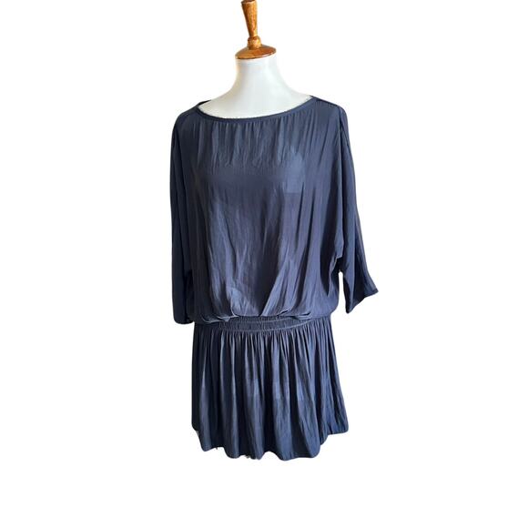 Ramy Brook Slate Blue Sheer Sleeve Drop Waist Mini Dress – Size Small - Picture 5 of 7